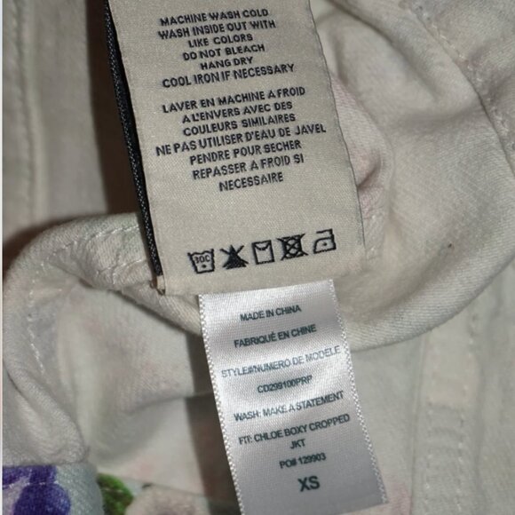 "Alice + Olivia" Denim "Chloe" Boxy Floral Patchwork Cropped Jacket - Size XS - Picture 5 of 9